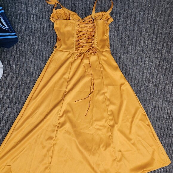 Gold Satin Corset Dress - Picture 5 of 5